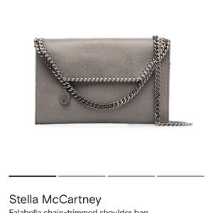 Stella McCartney Gray Falabella Chain-Trimmed Shoulder Bag